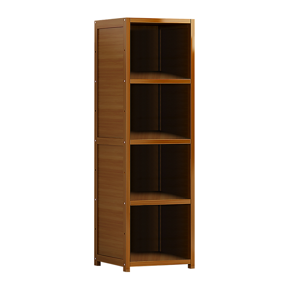 Bamboo 4-Shelf Bookcase – Adjustable Display Storage Rack Stand for Living Room, Bedroom, Office or Home Organisation