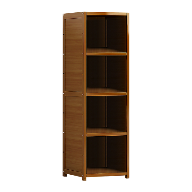 Bamboo 4-Shelf Bookcase – Adjustable Display Storage Rack Stand for Living Room, Bedroom, Office or Home Organisation