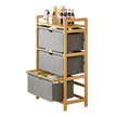 Bamboo Shelf with Storage Hamper – Wooden Organiser with 3 Laundry Bags