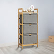 Bamboo Shelf with Storage Hamper – Wooden Organiser with 3 Laundry Bags
