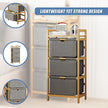 Bamboo Shelf with Storage Hamper – Wooden Organiser with 3 Laundry Bags