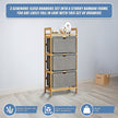 Bamboo Shelf with Storage Hamper – Wooden Organiser with 3 Laundry Bags