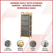 Bamboo Shelf with Storage Hamper – Wooden Organiser with 4 Laundry Bags