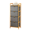 Bamboo Shelf with Storage Hamper – Wooden Organiser with 4 Laundry Bags