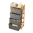 Bamboo Shelf with Storage Hamper – Wooden Organiser with 4 Laundry Bags