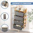 Bamboo Shelf with Storage Hamper – Wooden Organiser with 4 Laundry Bags
