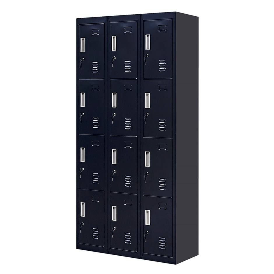 12-Door Locker for Office Gym Shed School Home Storage - Standard Lock with Keys