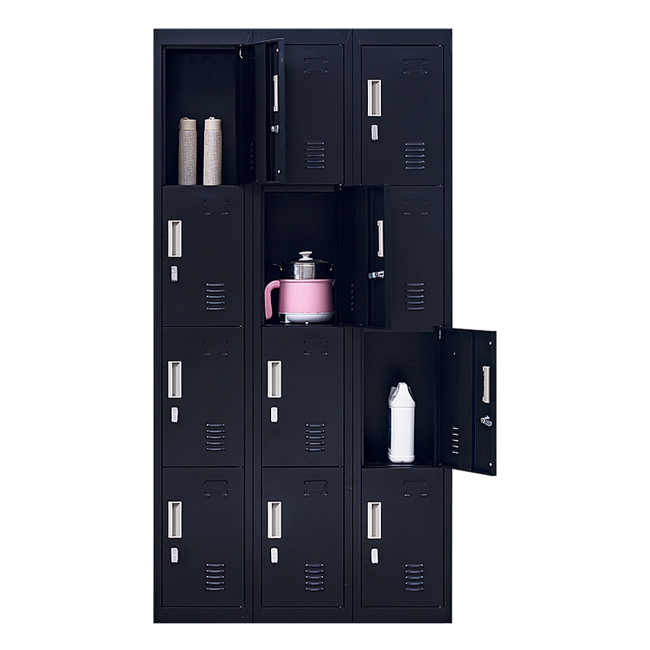 12-Door Locker for Office Gym Shed School Home Storage - Padlock-operated