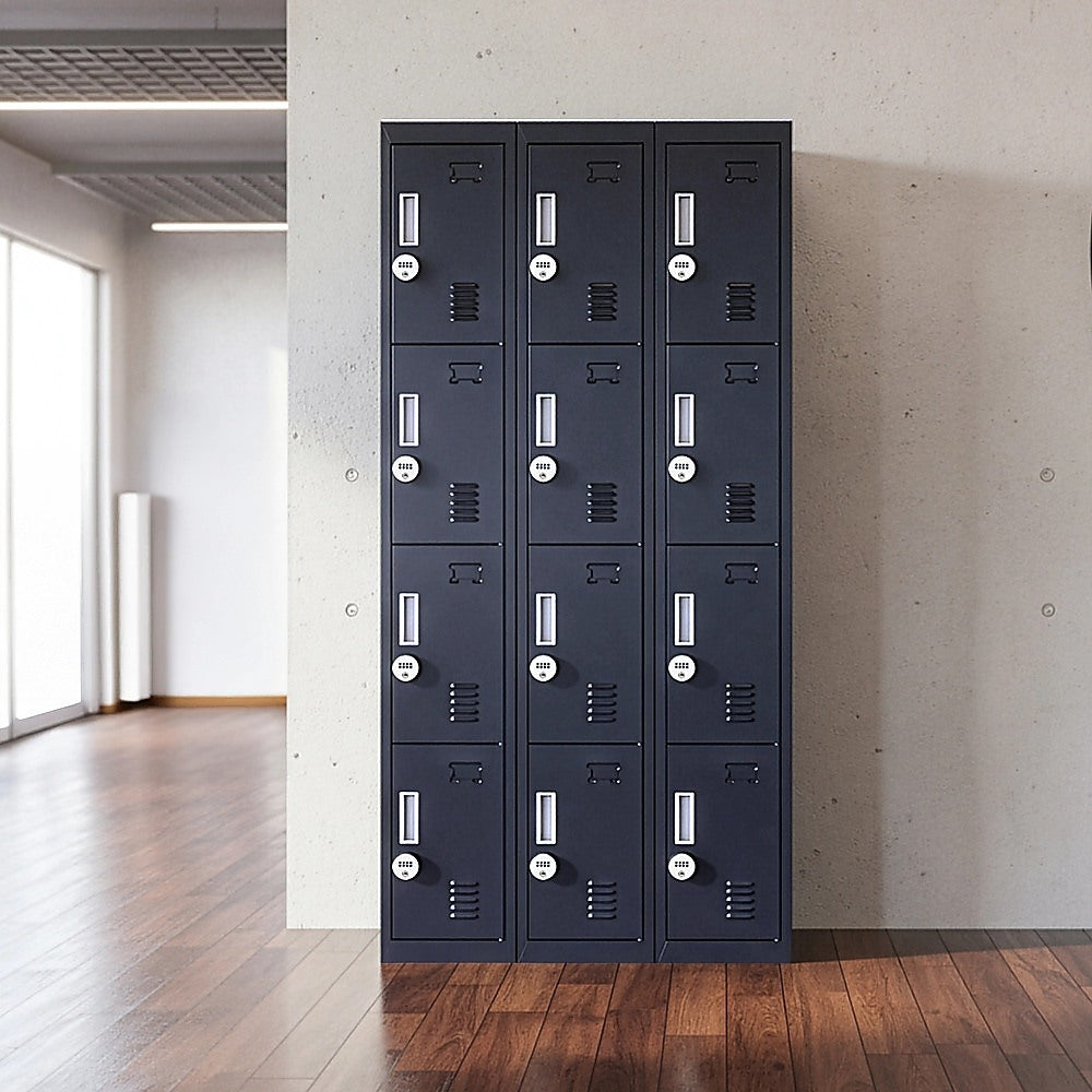 12-Door Locker for Office Gym Shed School Home Storage - 4-Digit Combination Lock