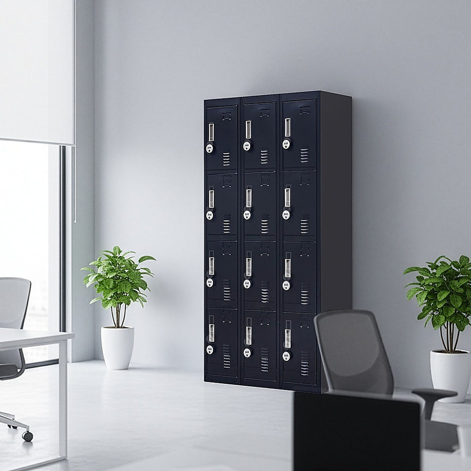 12-Door Locker for Office Gym Shed School Home Storage - 4-Digit Combination Lock