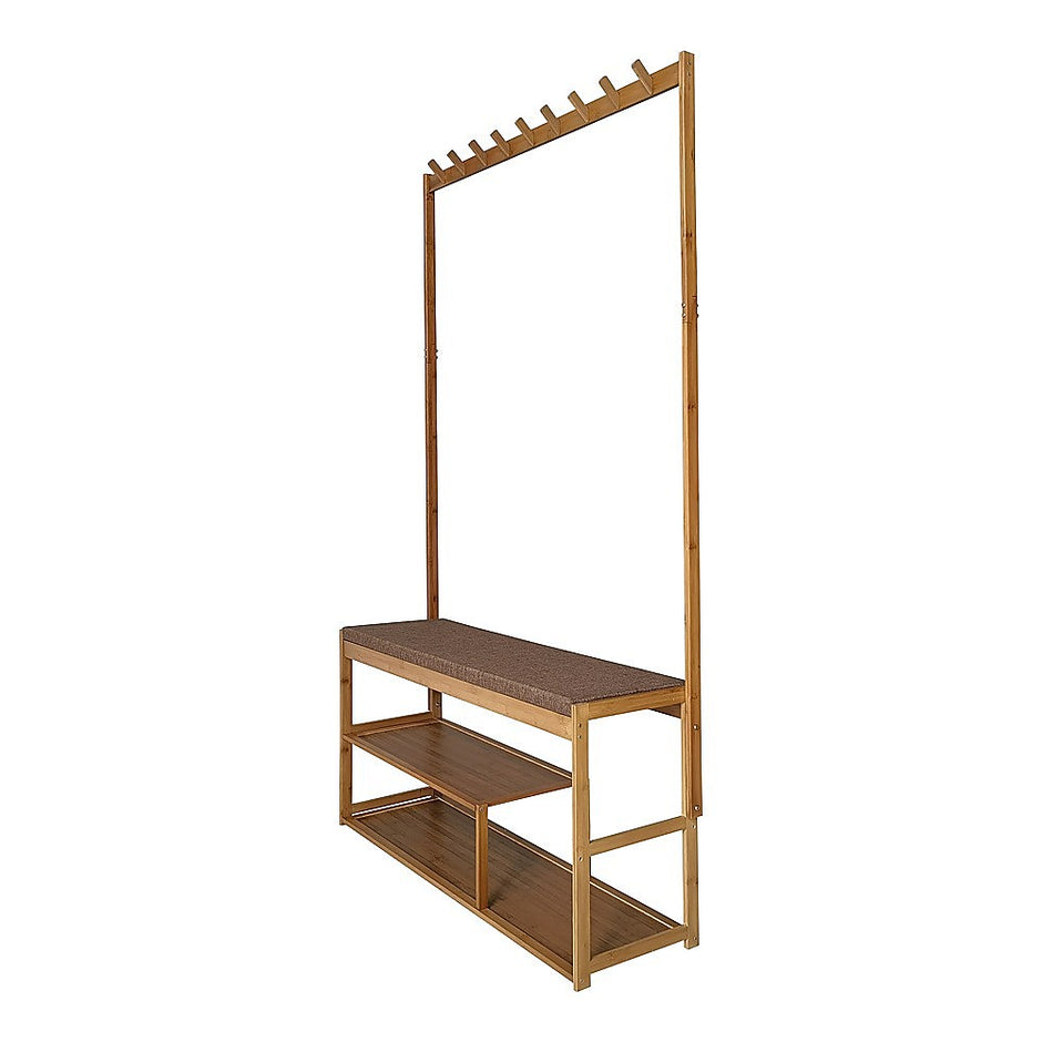 97x168cm Hallway Bench Coat Rack Stand Multifunctional Hall Shelf Entryway