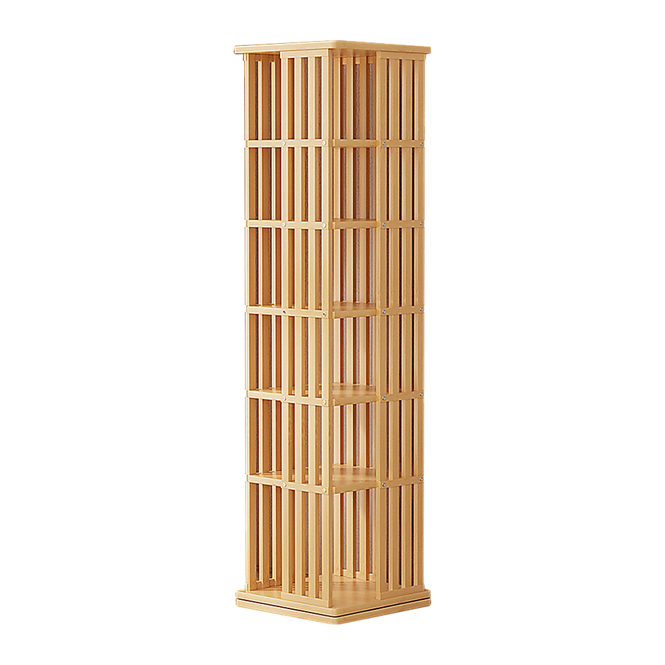 360 Rotating Bookshelf Bamboo Storage Display Rack Shelving in Wood