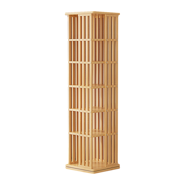 360 Rotating Bookshelf Bamboo Storage Display Rack Shelving in Wood
