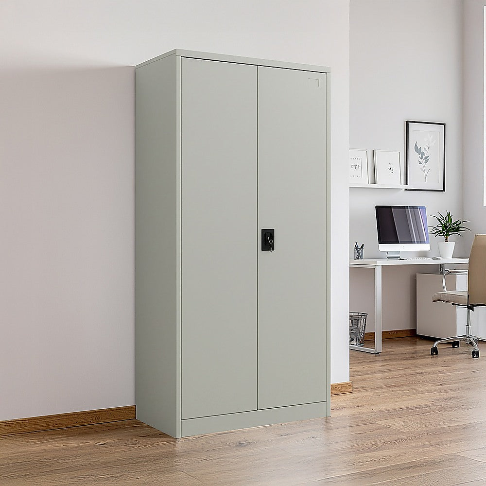 Two-Door Metal Cabinet Shelf Storage for Home Office Gym