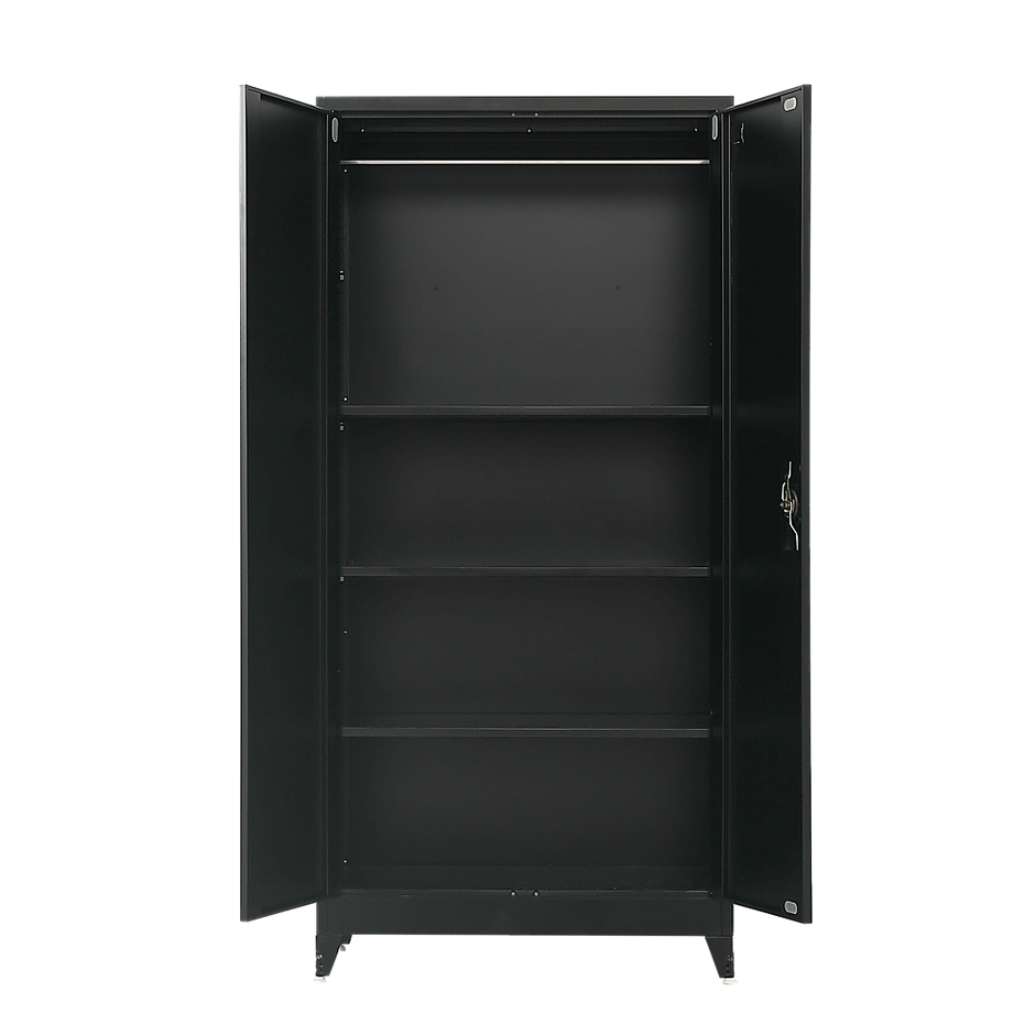Two-Door Metal Cabinet Shelf Storage for Home Office Gym