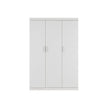 3 Door White Wardrobe – White Handles, Hanging Rail & Shelves
