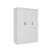 3 Door White Wardrobe – Gold Handles, Hanging Rail & Shelves