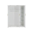 3 Door White Wardrobe – Gold Handles, Hanging Rail & Shelves