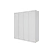 4 Door White Wardrobe Cabinet – Hanging Rail, Shelves & White Handles