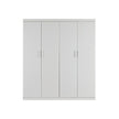 4 Door White Wardrobe Cabinet – Hanging Rail, Shelves & White Handles