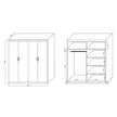 4 Door White Wardrobe Cabinet – Hanging Rail, Shelves & White Handles