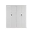 4 Door White Wardrobe Cabinet – Hanging Rail, Shelves & Black Handles
