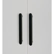 4 Door White Wardrobe Cabinet – Hanging Rail, Shelves & Black Handles