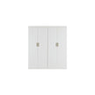 4 Door White Wardrobe Cabinet – Hanging Rail, Shelves & Gold Handles