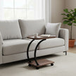 C-Shaped Corner End Table with Wheels Sofa Side