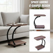 C-Shaped Corner End Table with Wheels Sofa Side