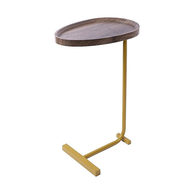 Modern Oval Side Table Gold Base Sofa End Table