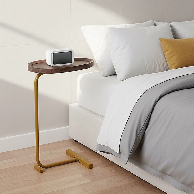 Modern Oval Side Table Gold Base Sofa End Table