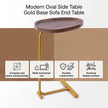 Modern Oval Side Table Gold Base Sofa End Table