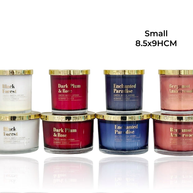 bulk 12 Elegant Glass Candle W Gold Lid 4 Assorted 8x9cm