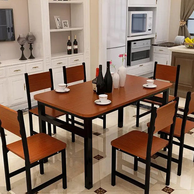 NNECN Wood & Steel Dining Set (Oak & Black)