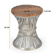 INVERTED WOOD AND IRON SIDE TABLE