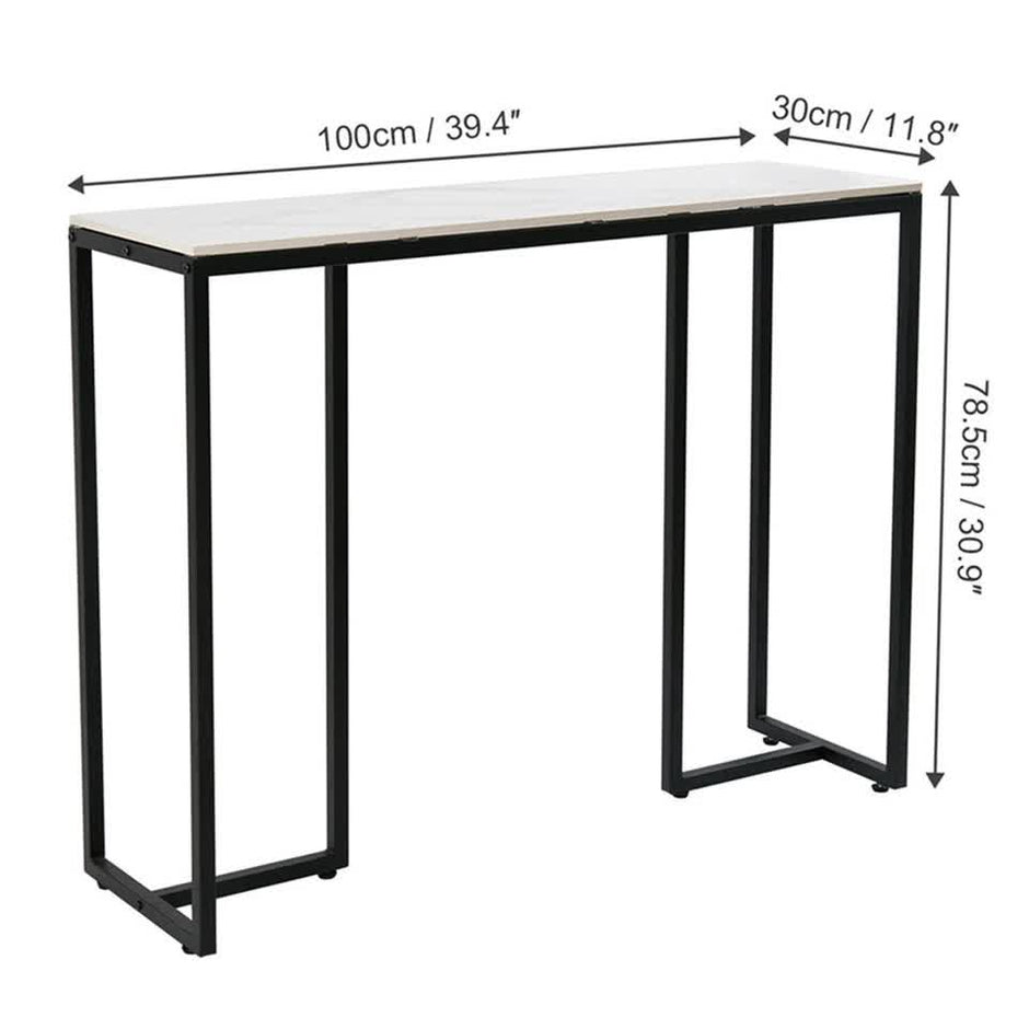 Modern Heavy Real Stone Console Table Hallway Entryway Table Metal Narrow Desk