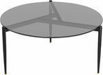 Modern Round Tempered Glass Coffee Table Sofa Side End Table Brown Tinted Metal Frame Living Room