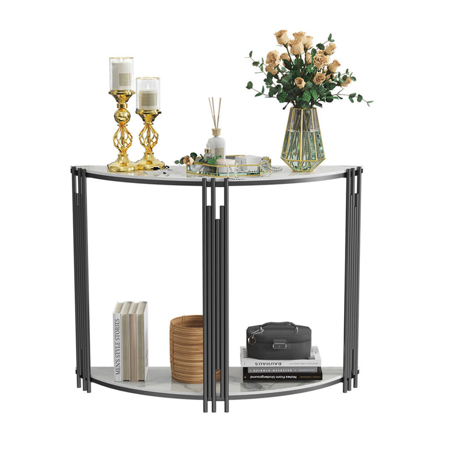 Half Moon Console Table Marble Semi-Circle Entrance Hall Table