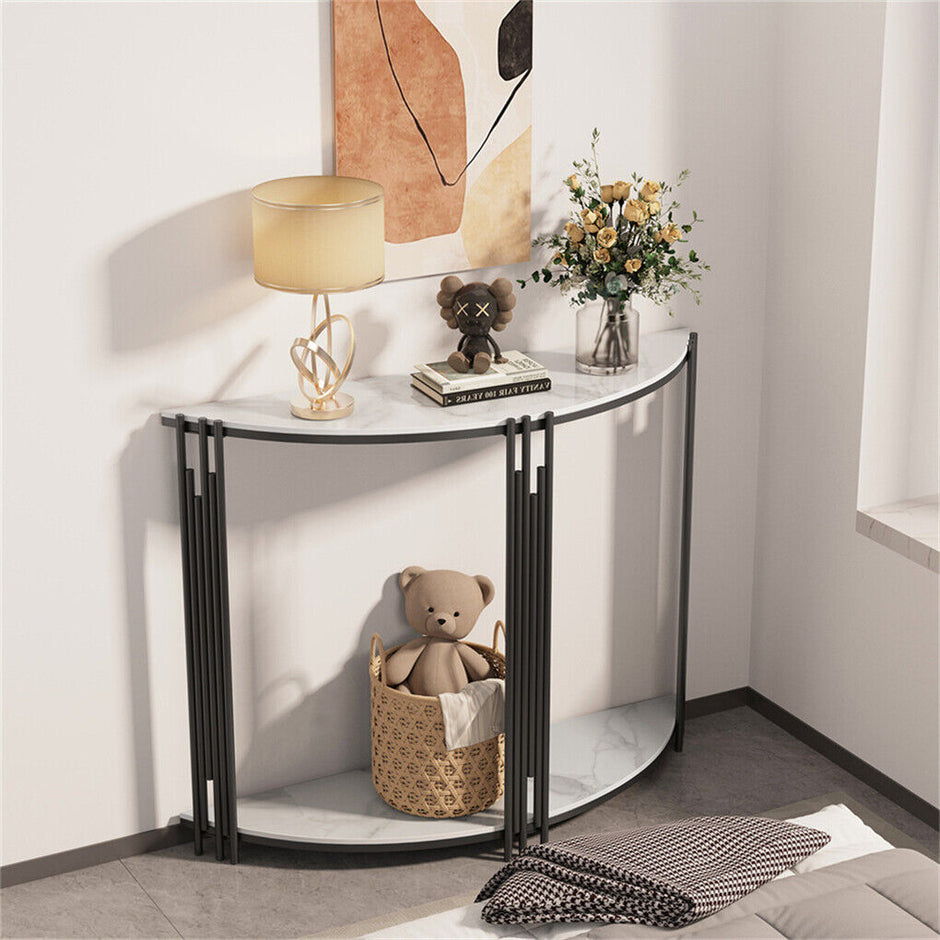 Half Moon Console Table Marble Semi-Circle Entrance Hall Table