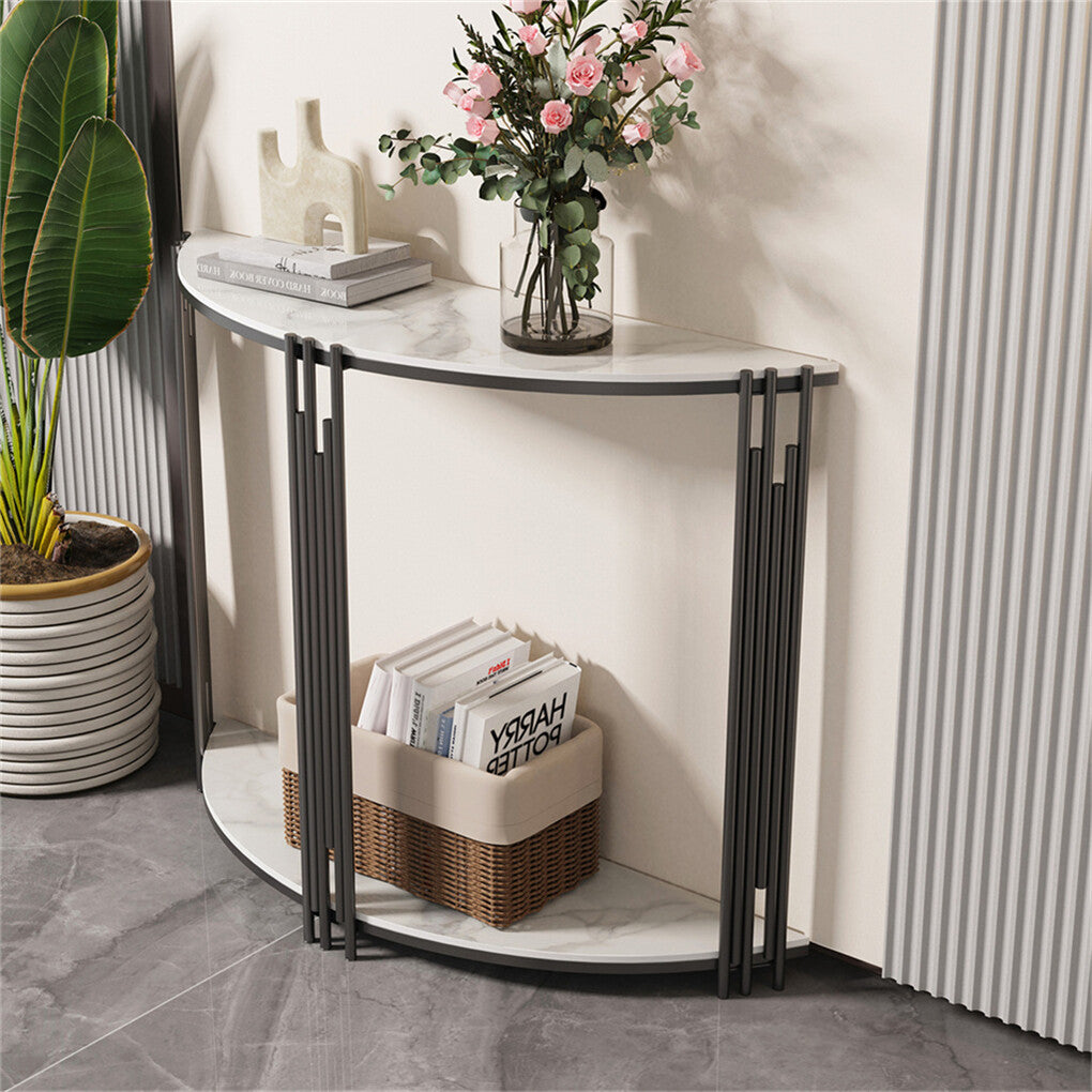 Half Moon Console Table Marble Semi-Circle Entrance Hall Table