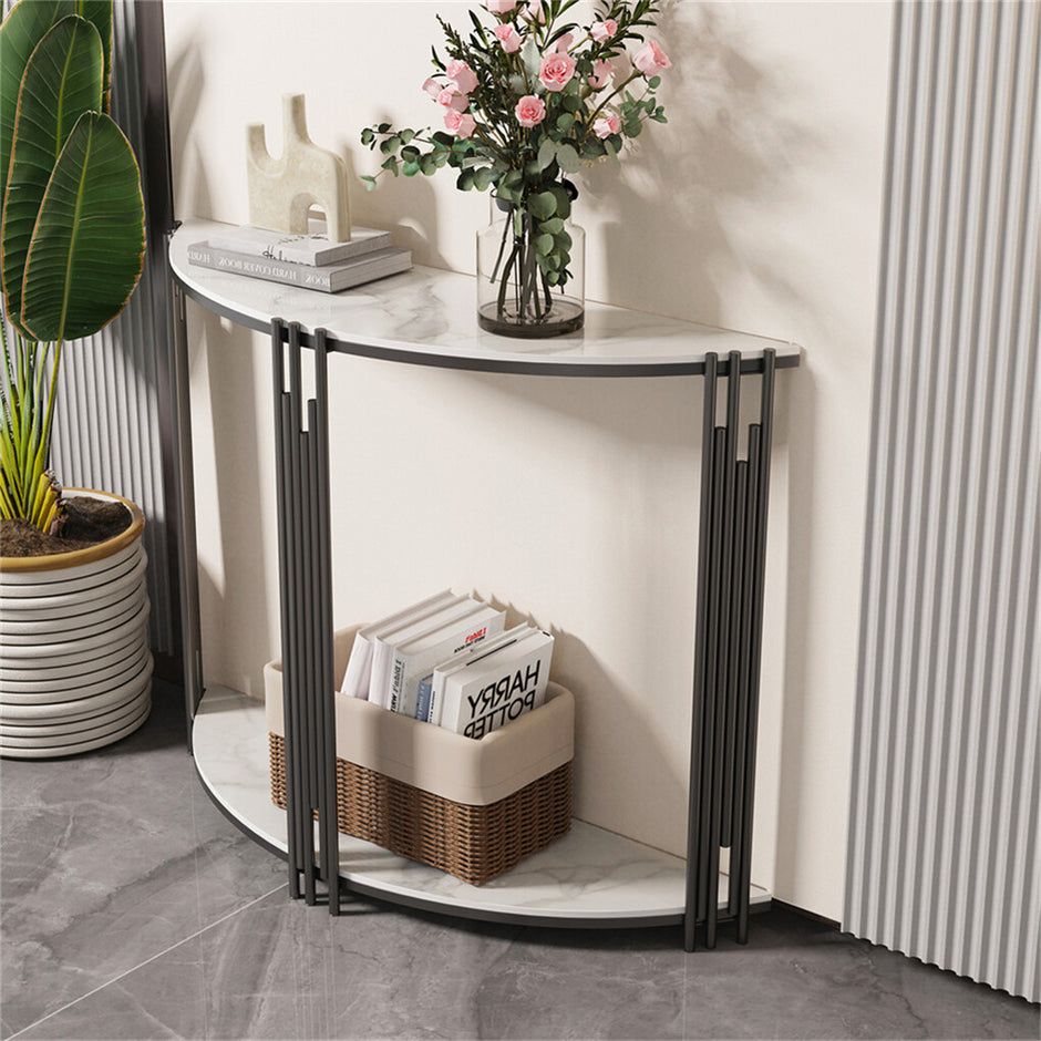 Half Moon Console Table Marble Semi-Circle Entrance Hall Table