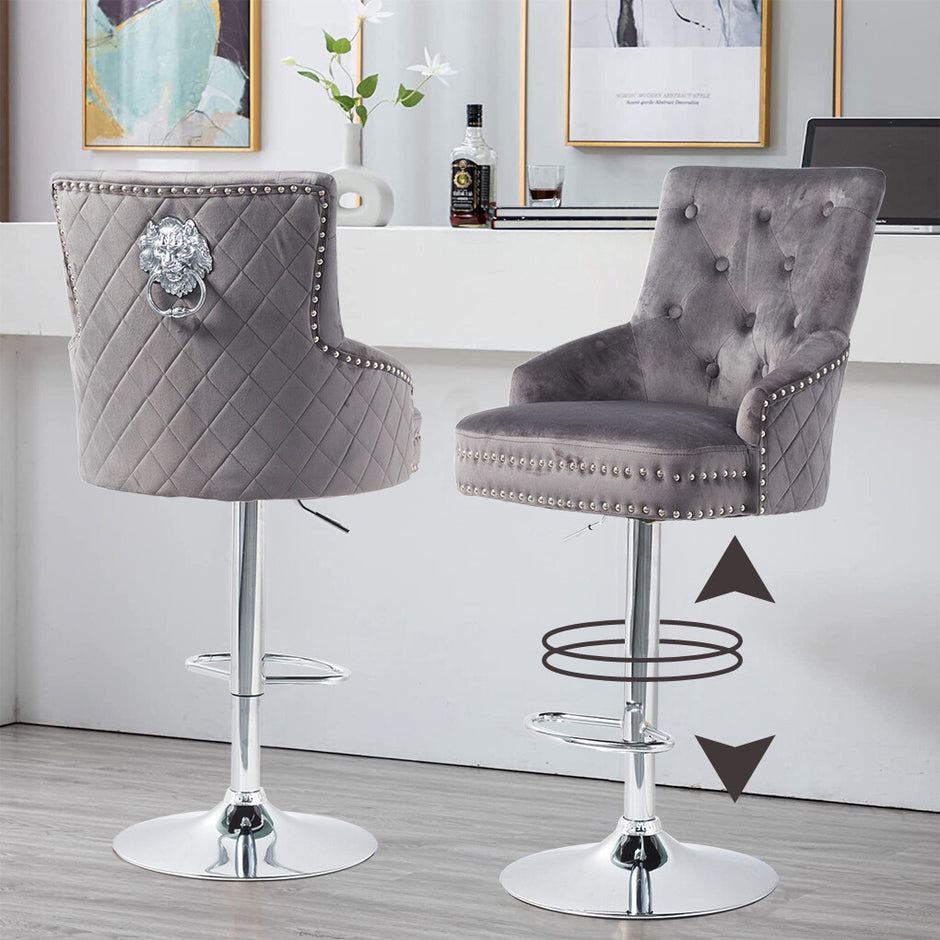 Elegant Swivel Bar Stool Velvet Airlift Counter Height Bar Kitchen Dining Chair