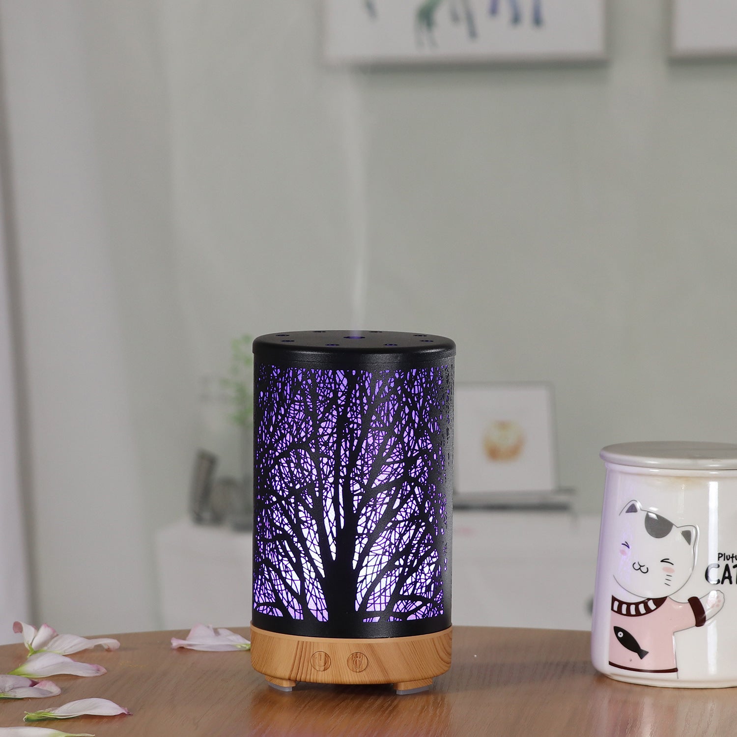 Black Forest Design Iron Essential Oil Diffuser - 7 Color LED Ultrasonic Cool Mist Humidifier 100ml