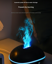 Black Mini USB Aromatherapy Diffuser with Flame Projection - Portable Humidifier for Home and Car Use