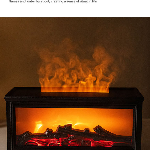 Fireplace Flame Effect Aroma Diffuser & Humidifier with 7-Colour Light, Timer & Remote Control(Dark Wood Grain)