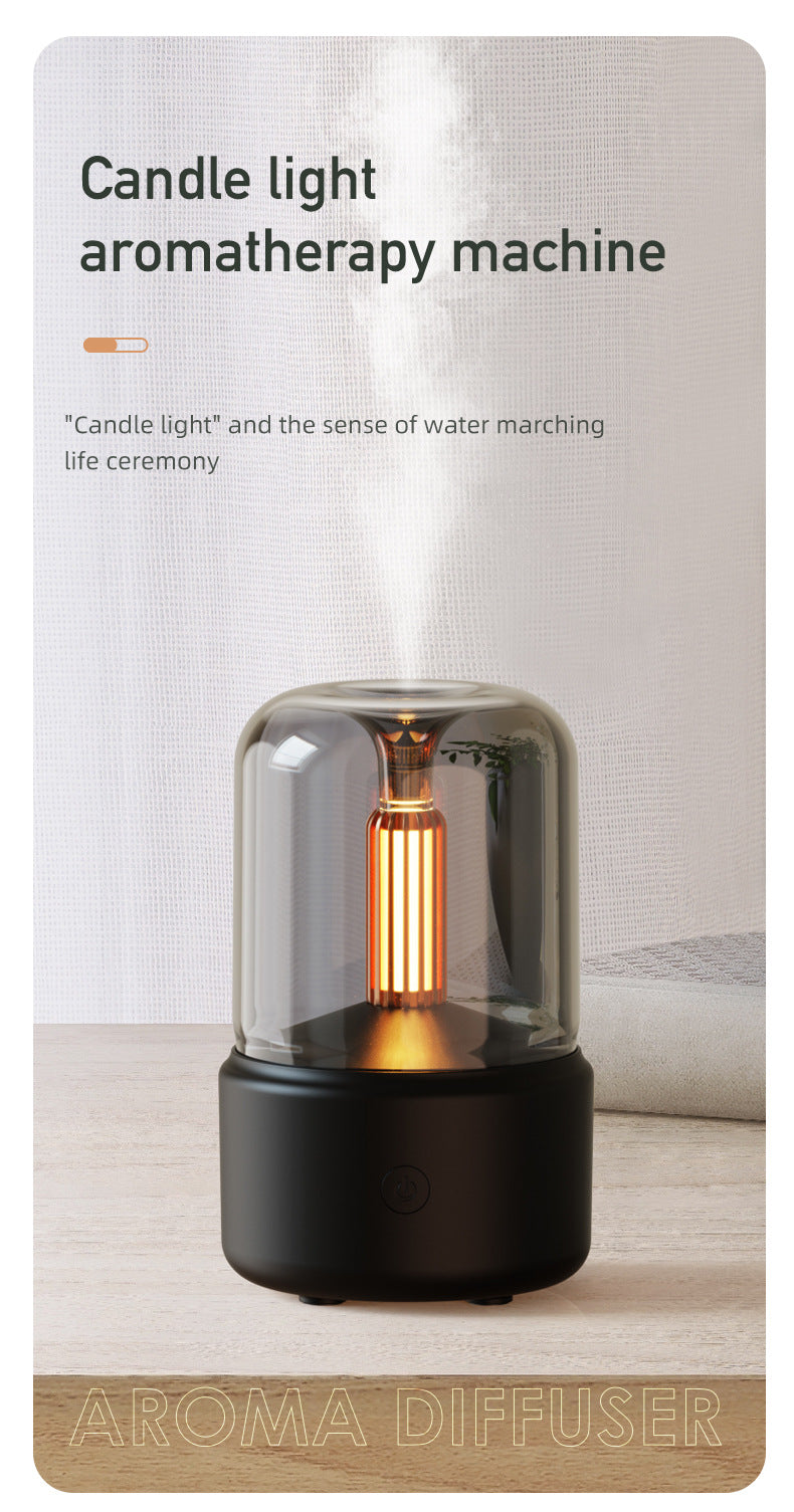 Black Creative Candleligh Aromatherapy Diffuser USB Desktop Ambient Candle Lamp Humidifier