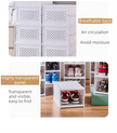 Transparent Brown 6-Layer Foldable Shoe Storage Tower with Transparent Display Panel & Back Ventilation - One-Pull Instant Setup Stackable Box (25.5x34.5x105CM)