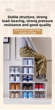 Transparent Brown 6-Layer Foldable Shoe Storage Tower with Transparent Display Panel & Back Ventilation - One-Pull Instant Setup Stackable Box (25.5x34.5x105CM)