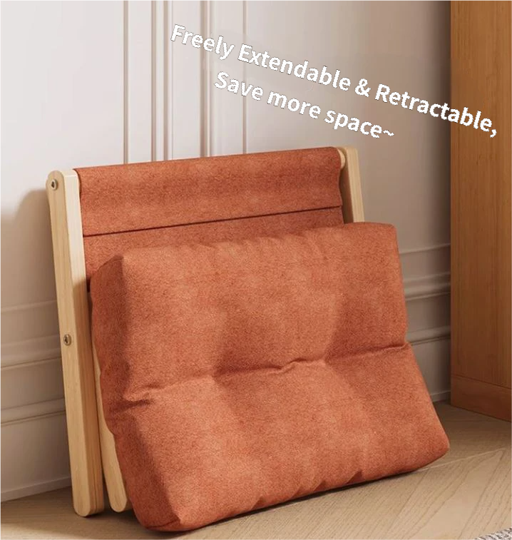 Brown Foldable Ottoman & Padded Footstool with Velcro Stability & Spare Cusion - Cotton Linen Portable Office Leg Rest & Entryway Shoe Stool